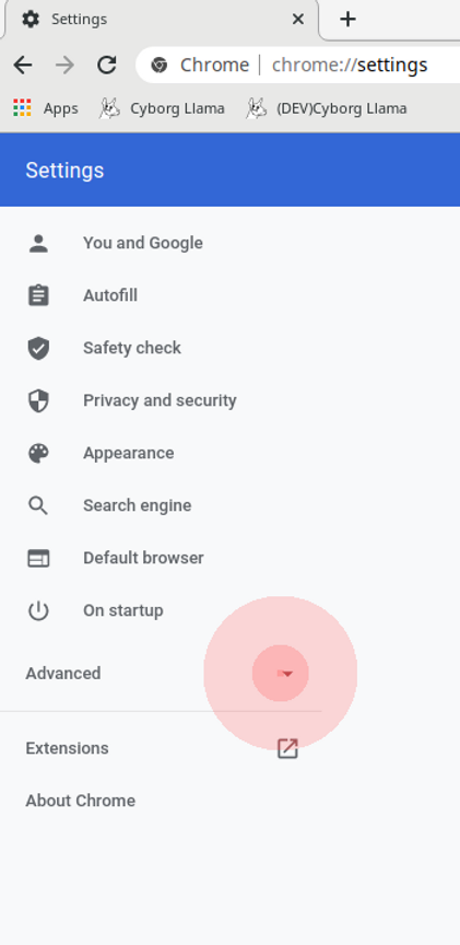 Second screenshot in a tutorial series showing how to reset Chrome