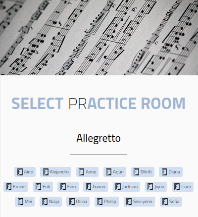 Screenshot from Cyborg Llama showing the select practice room screen
