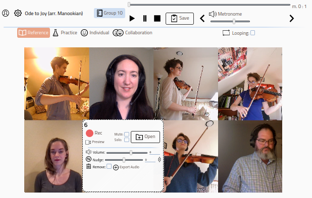 Screenshot of a small virtual choir singing ode to joy
